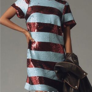 Anthropologie Sparkling Dress

Holiday Dress, red and white, size L.